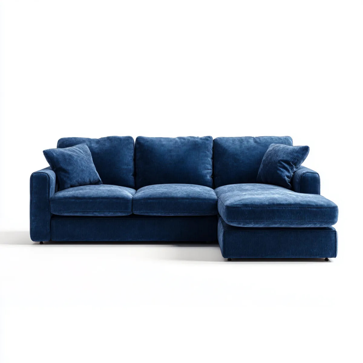 Ecksofa 3-Sitzer mit Recamiere Dunkelblau 250 x 160 x 88 cm Polyester-Cord L-Form