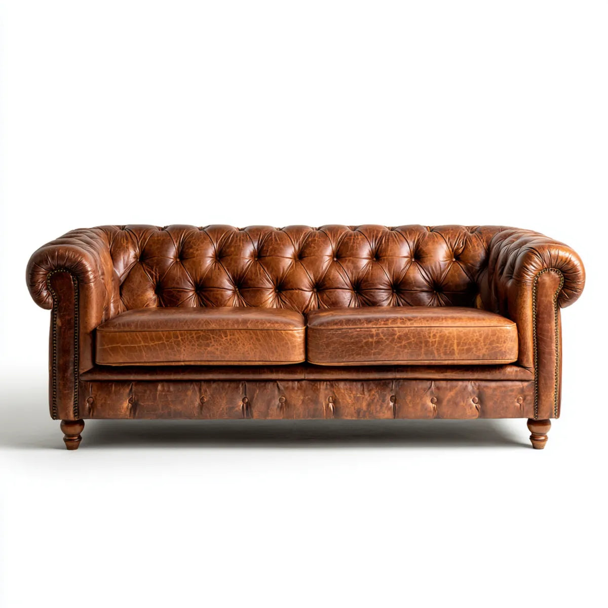 Chesterfield 2-Sitzer Sofa Braun 190 x 85 x 75 cm PU-Kunstleder Rechteckig