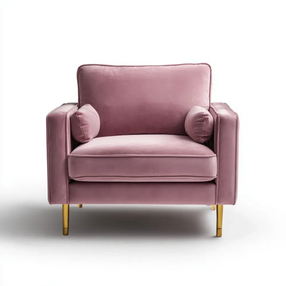 Sessel Rosé 102 x 86 x 86 cm Samtoptik Polyester Rechteckig mit 2 Nackenrollen