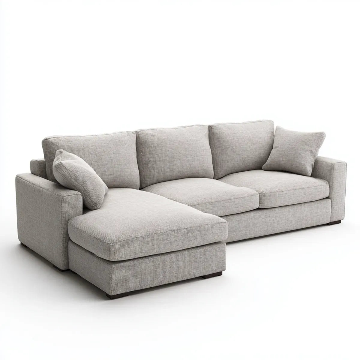 Ecksofa mit linksseitiger Recamiere Hellgrau 280 x 170 x 85 cm Polyester L-Form