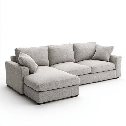Ecksofa mit linksseitiger Recamiere Hellgrau 280 x 170 x 85 cm Polyester L-Form