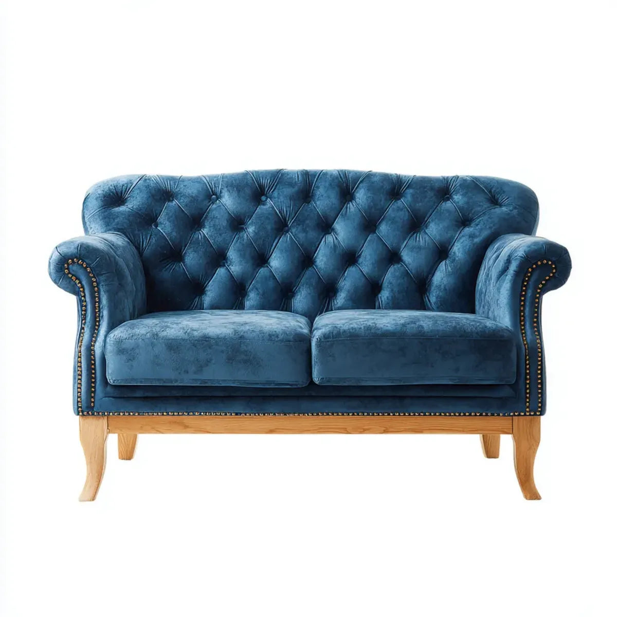 2-Sitzer Chesterfield Sofa Dunkelblau 160 x 90 x 100 cm Polyester-Samt Rechteckig