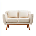 2-Sitzer Sofa Creme 140 x 82 x 82 cm Polyesterbezug Massivholzgestell Gerade Form