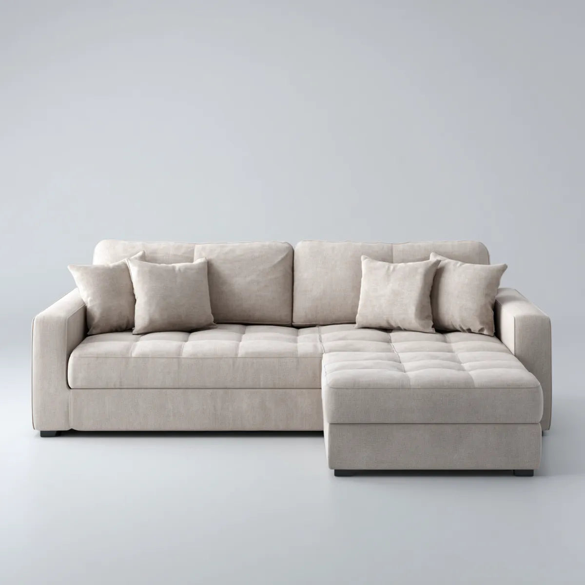 Ecksofa mit Ottomane rechts Beige 250 x 160 x 85 cm Polyester L-Form