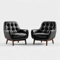 2er Set Lounge-Sessel Schwarz 82 x 84 x 92 cm mit PU-Bezug und Massivholzfüßen abgerundet