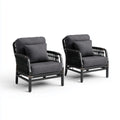 2er Set Loungesessel mit Kissen Anthrazit Schwarz 70 x 75 x 78 cm Polyester Polypropylen Stahl rechteckig