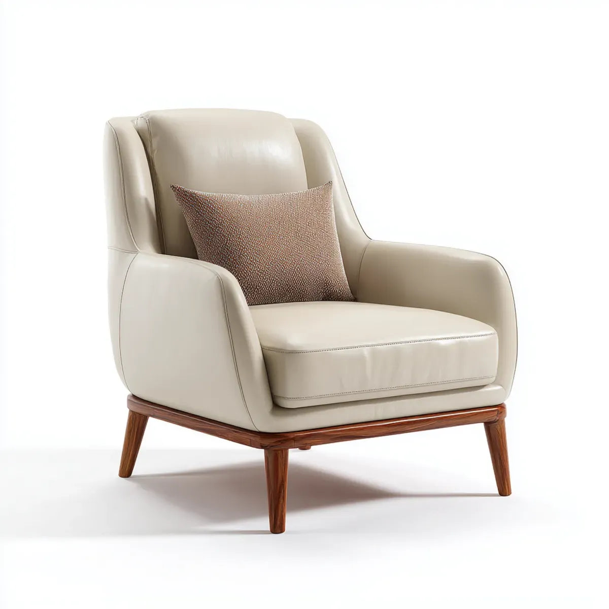 Ohrensessel Beige 82 x 85 x 92 cm mit PU-Kunstlederbezug Massivholzgestell rechteckig