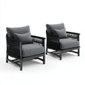 2er Set Loungesessel Dunkelgrau Schwarz mit Polyesterbezug PE-Seilgeflecht Stahlgestell 76 x 78 x 82 cm