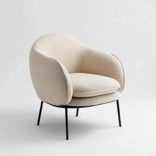 Cocktailsessel Creme 76 x 72 x 78 cm mit Polyesterbezug und Stahlbeinen rund
