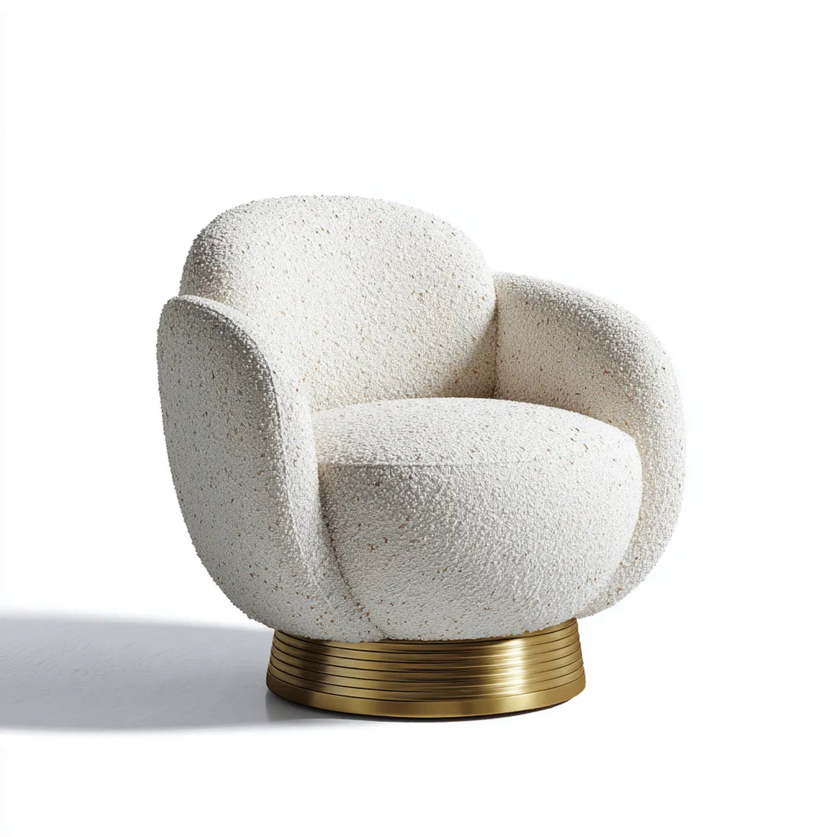 Drehsessel Creme 82 x 78 x 76 cm Polyester-Bouclé mit Edelstahlfuß rund