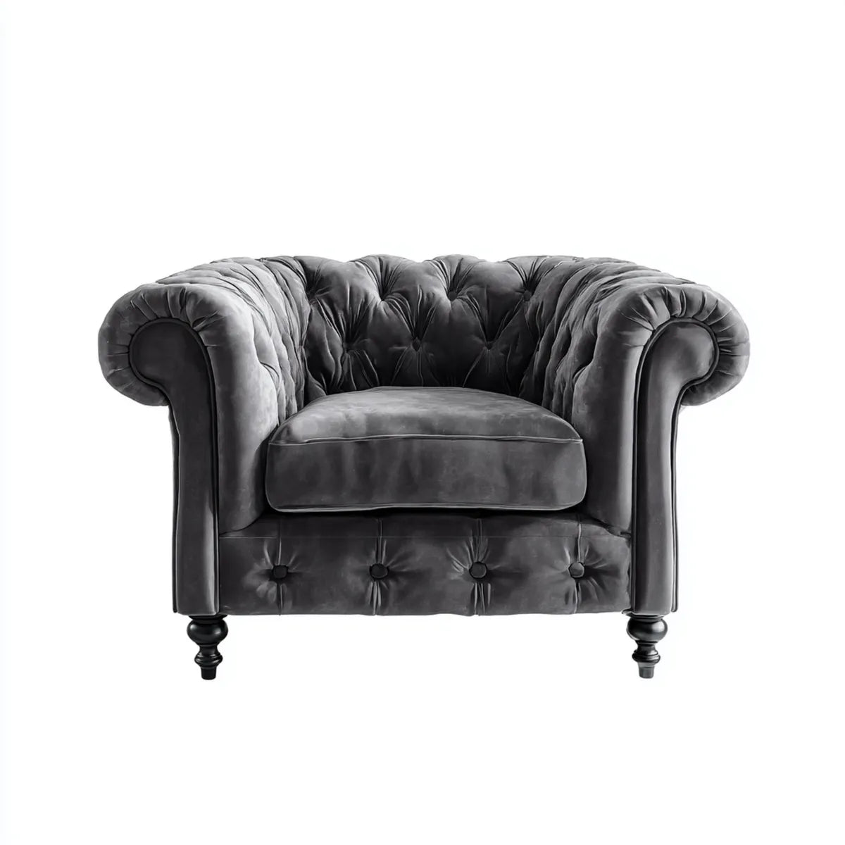 Chesterfield Sessel Anthrazit 120 x 100 x 75 cm mit Polyester-Samtbezug