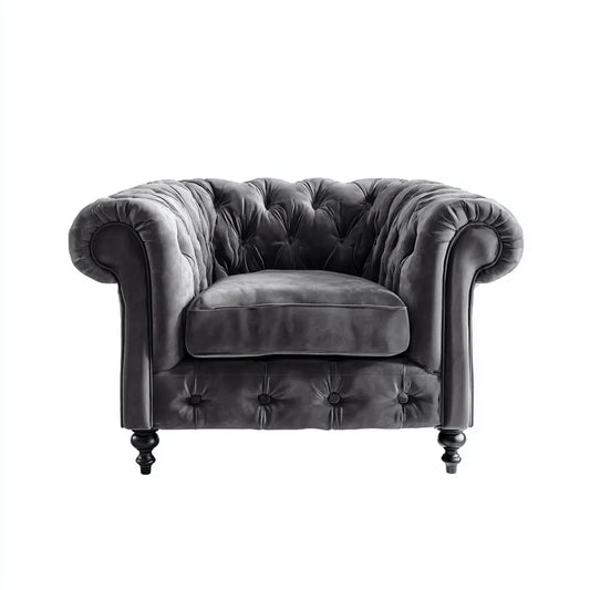 Chesterfield Sessel Anthrazit 120 x 100 x 75 cm mit Polyester-Samtbezug