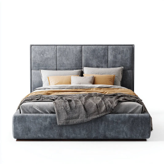 Polsterbett Doppelbett Grau 180 x 200 cm PU-Kunstleder Rechteckig