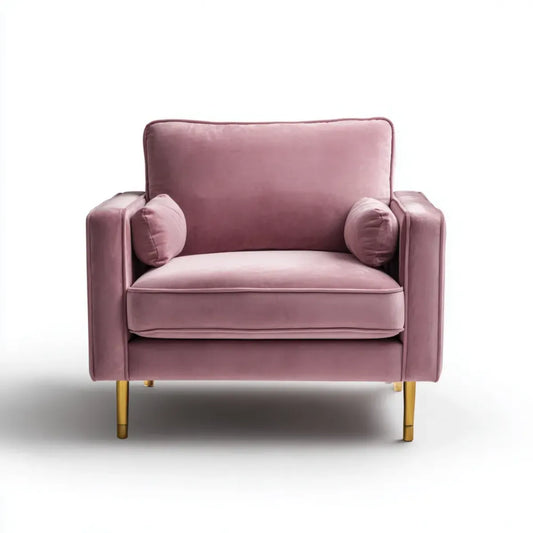 Sessel Rosé 102 x 86 x 86 cm Samtoptik Polyester Rechteckig mit 2 Nackenrollen