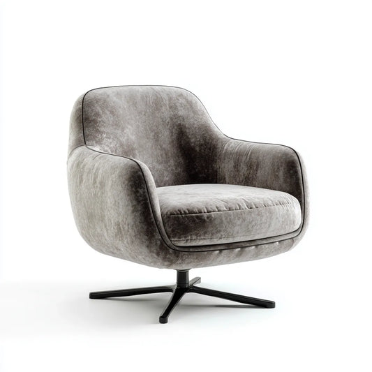 Drehbarer Polstersessel Grau mit Polyester-Samtbezug Rundform 85 x 82 x 80 cm