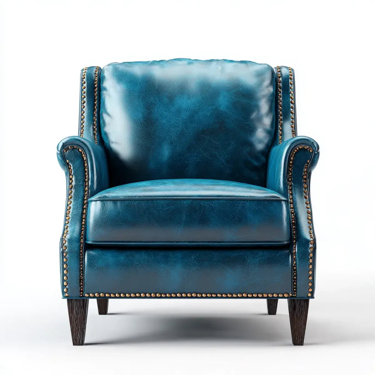 Ohrensessel Blau 85 x 90 x 105 cm mit PU-Kunstlederbezug Schaumstoffpolsterung und Massivholzfüßen